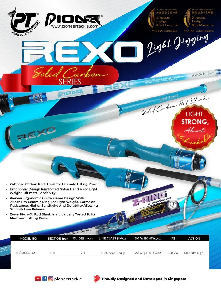 PIONEER REXO MEDIUM LIGHT JIGGING 20-60G L1.90M - Darivianakis fishing Store