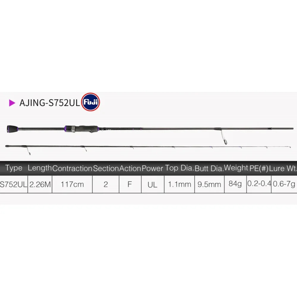 TSURINOYA ELF AJING S752UL 0.6-7G L 2.26M - Darivianakis fishing Store