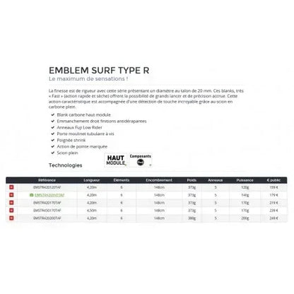 DAIWA EMBLEM SURF TYPE-R HYBRID TELE 120G L4.20M - Darivianakis fishing Store